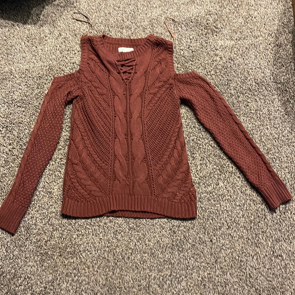 Aeropostale cable knit cold shoulder sweater